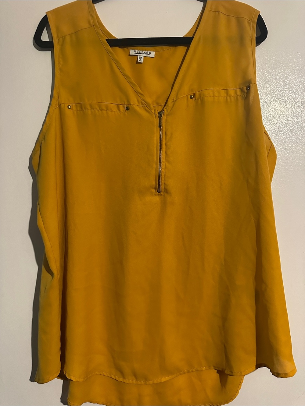 Mossimo Supply Co. Sleeveless Zip-Front Blouse in Mustard